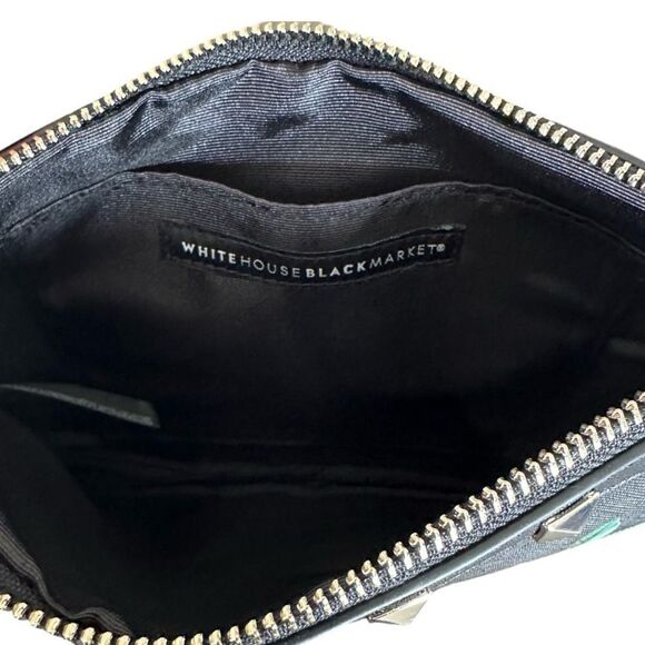 White House Black Market WHBM Sunflower Wristlet Clutch & Dust Bag Black - Picture 4 of 5